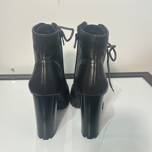 ALDO COMBAT LACE UP ZIP UP CHUNKY HEELS THICK PLATFORM BLACK LEATHER SIZE 9 - Picture 7 of 12